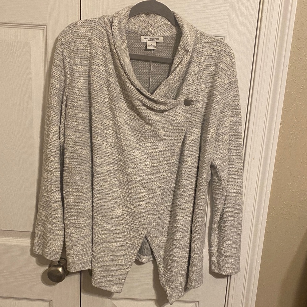Cuddl Duds Light Gray Cowl Neck Sweater